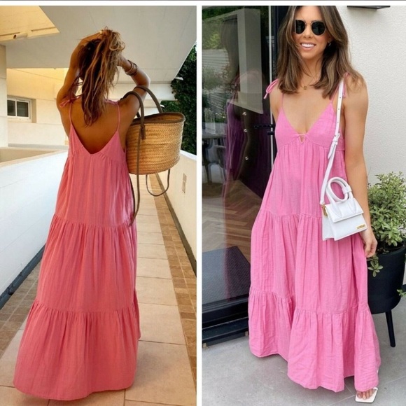 Zara Tiered Chiffon Midi Dress - Picture 9 of 16